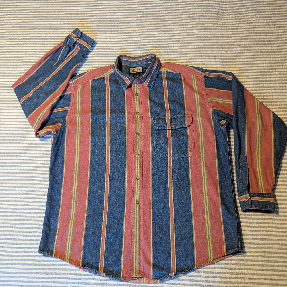Vintage Ruffhewn Stripped Button Down XL 100% Cotton